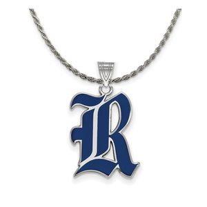 Sterling Silver Rice U. Large Enamel Pendant Necklace - 22 Inch
